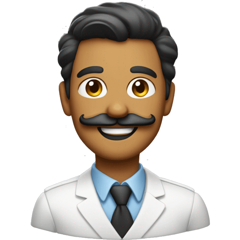 a stylized man with a prominent and well-groomed mustache, wearing a confident smile.  emoji