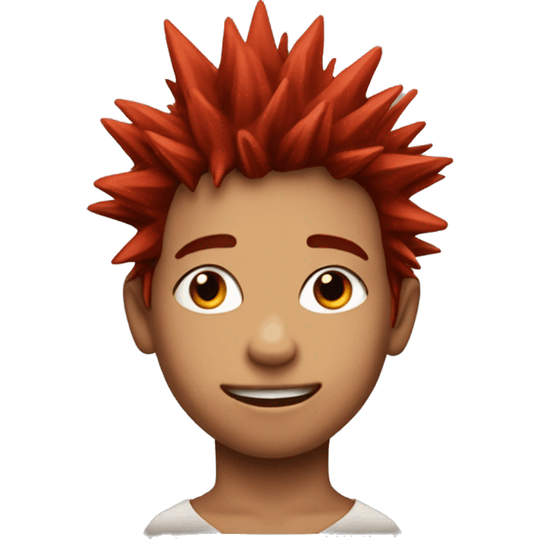 Nine-year-old boy, red spiky, hair, freckles emoji