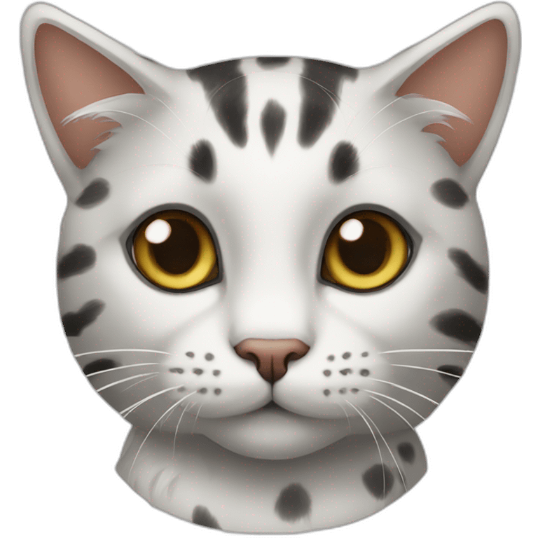 Cat with black spots tabby black and white emoji