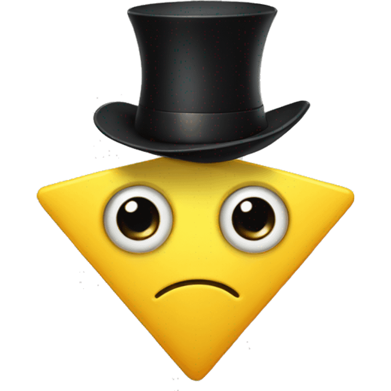 Yellow triangle with one big eye and a black top hat emoji