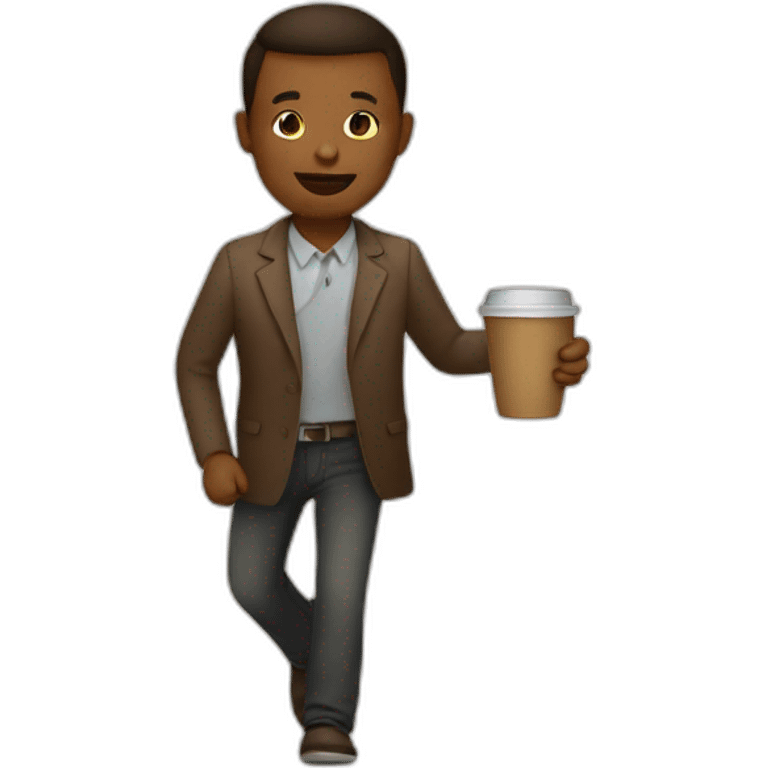 walking with coffee emoji