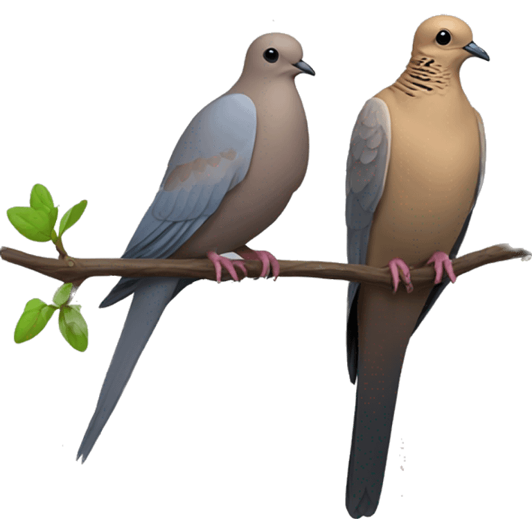 mourning dove and crow sitting on a branch emoji