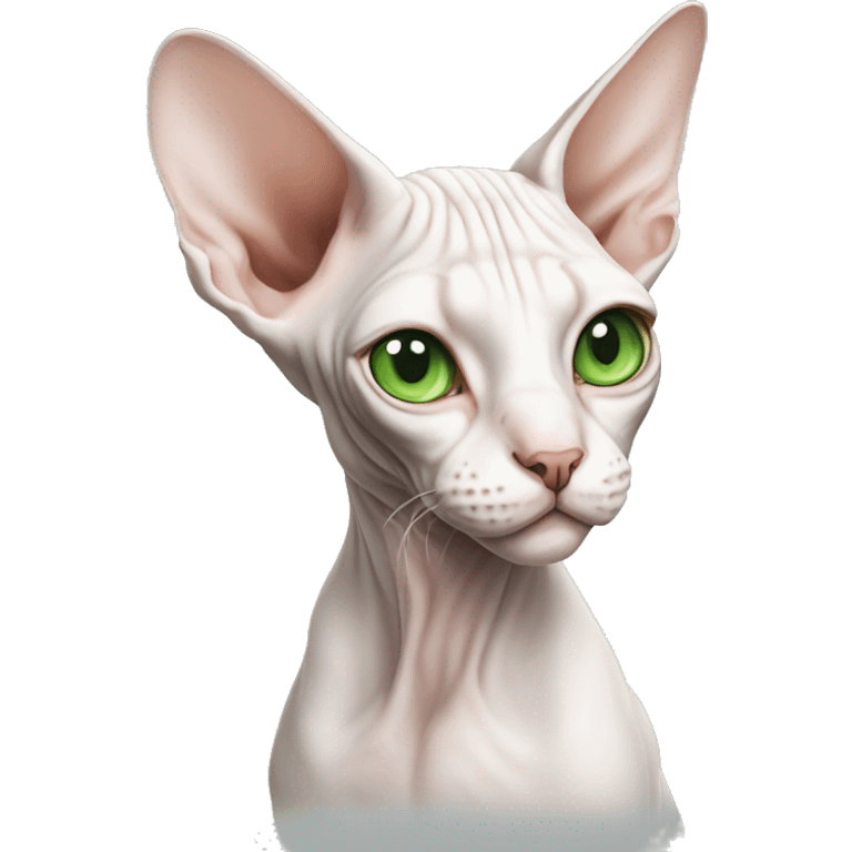 Sphynx cat white with green eyes emoji