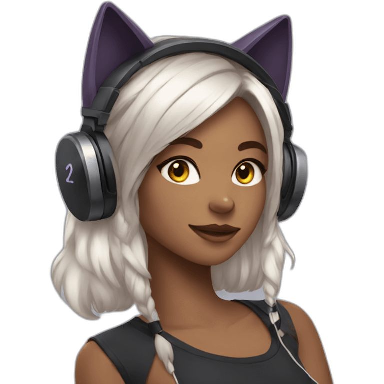 streamer girl with cat ears headphones emoji