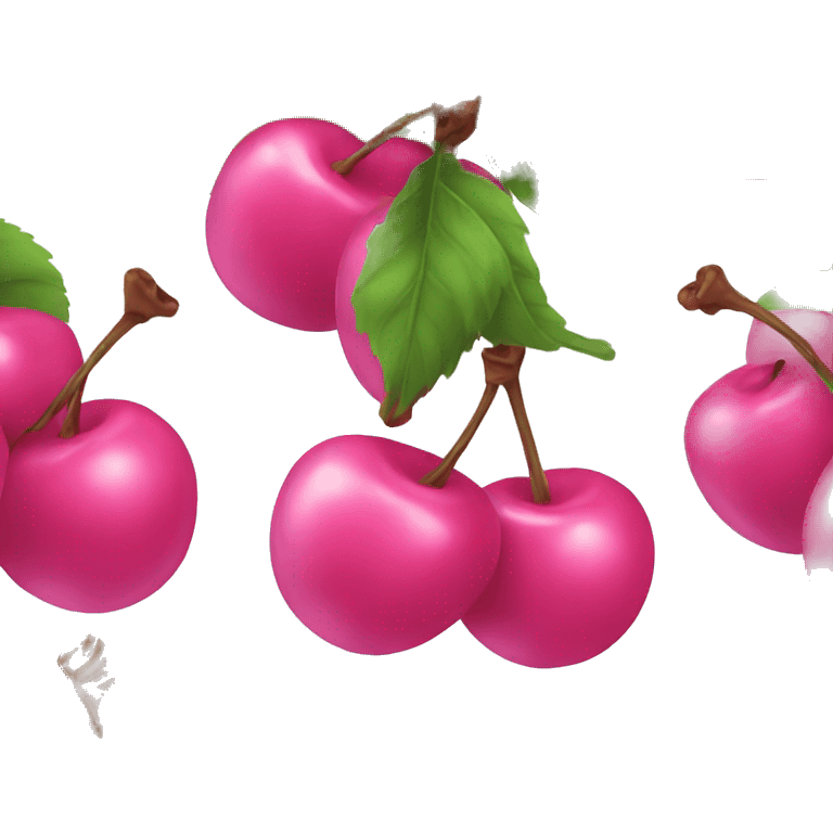 Pink cherries with bow emoji