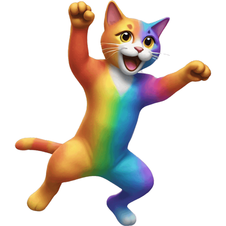 Rainbow cat jumping  emoji