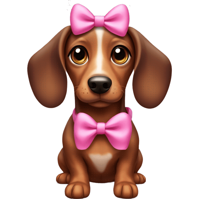 Sausage dog with a pink bow and cute big eyes  emoji