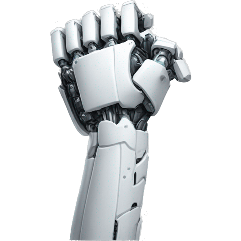 White mechanical cyborg arm and bicep emoji