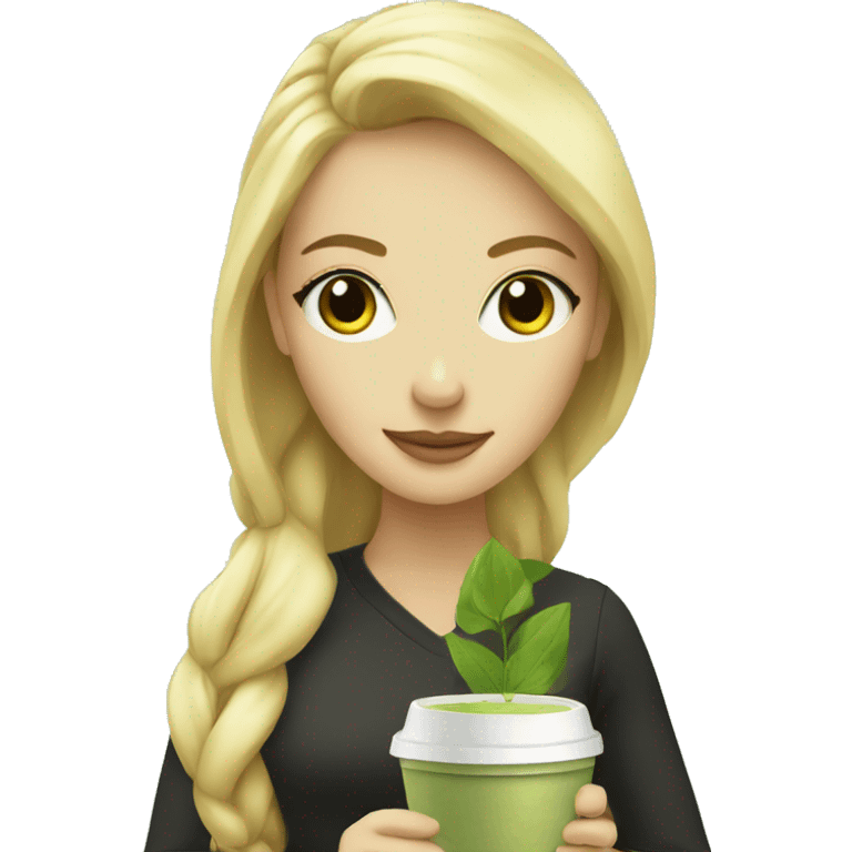 Blonde Women with a Matcha Cup emoji