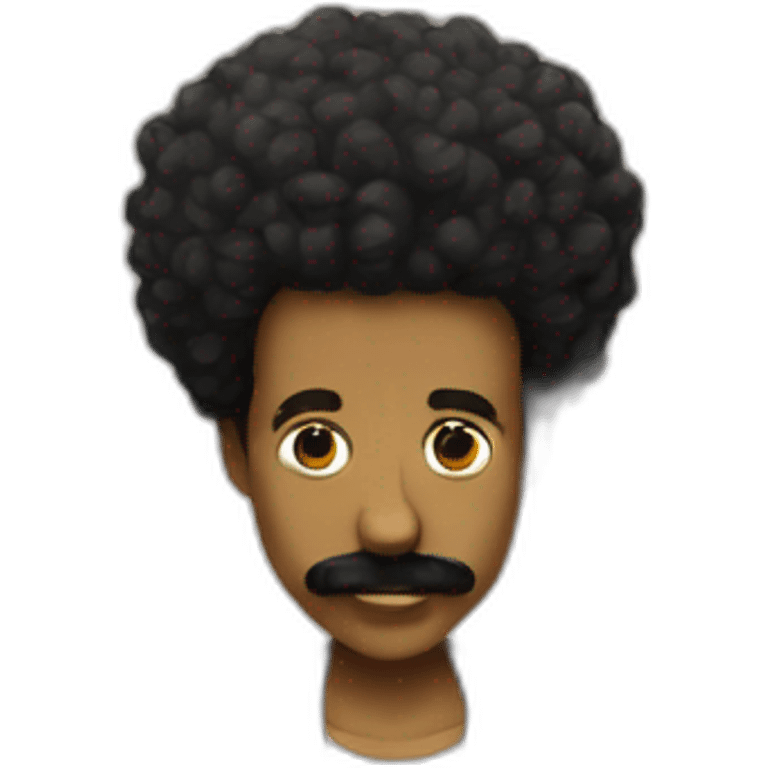 20 years black men with twisted afro and a black moustache emoji