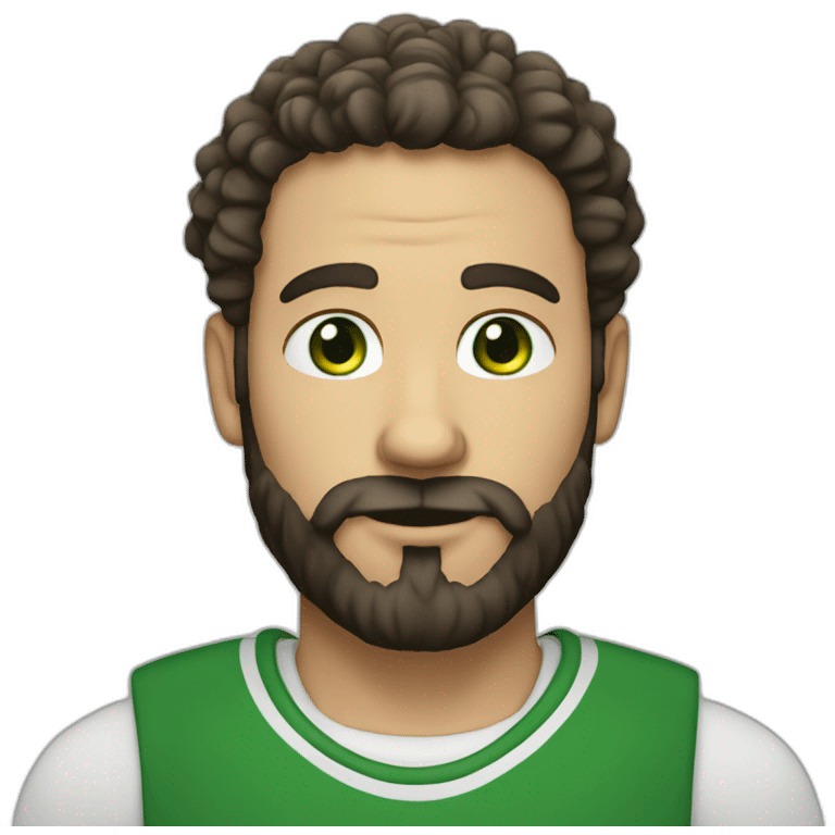 white man with green eyes and curly black hear and barbe emoji