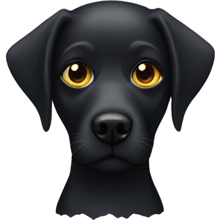 black lab wearing bat girl mask emoji