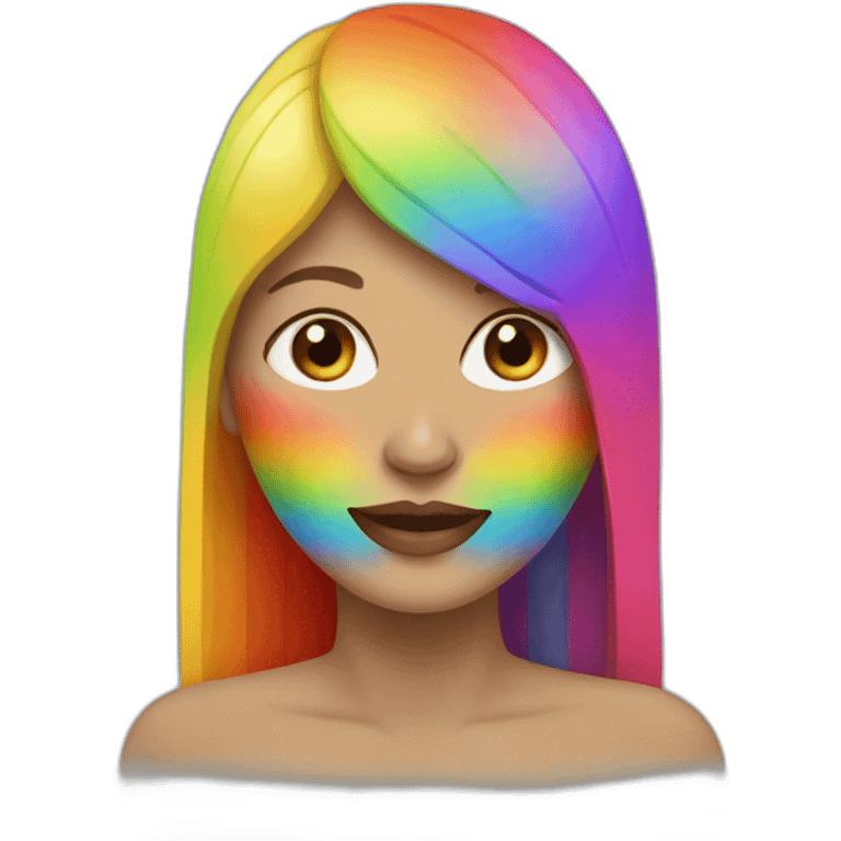 women with rainbow face emoji