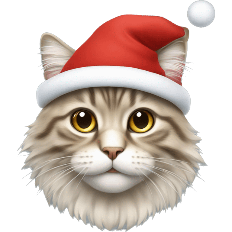 Siberian cat with Christmas hat   emoji