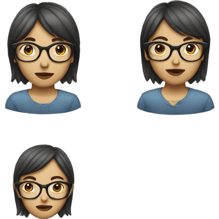 girl with mullet and round glasses emoji