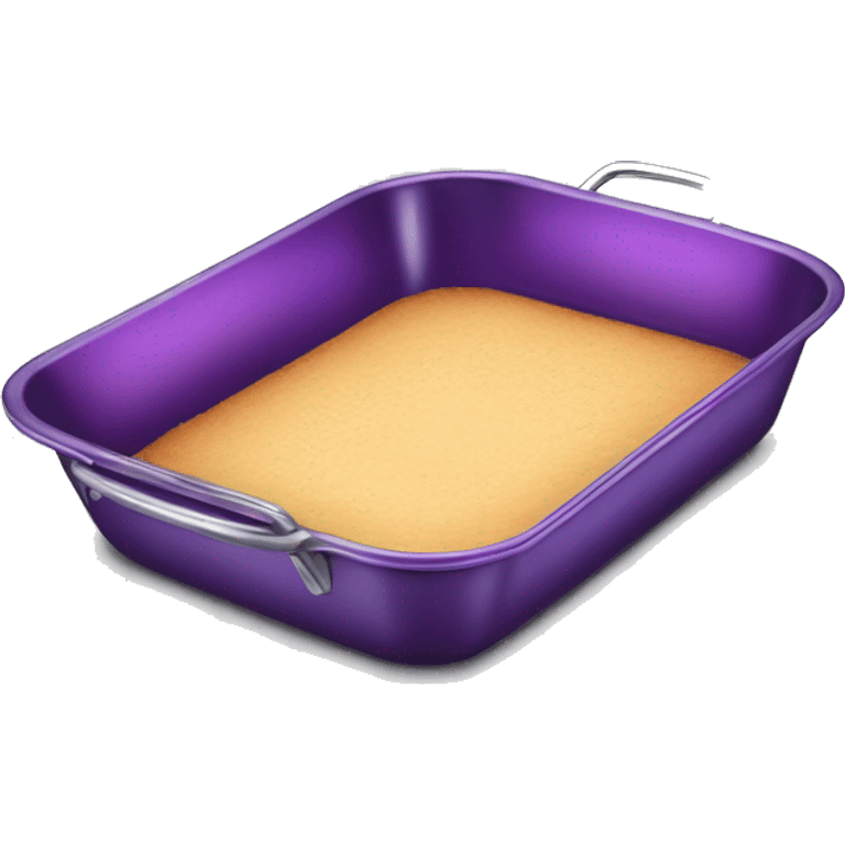 Realistic metallic purple baking pan with handles. emoji