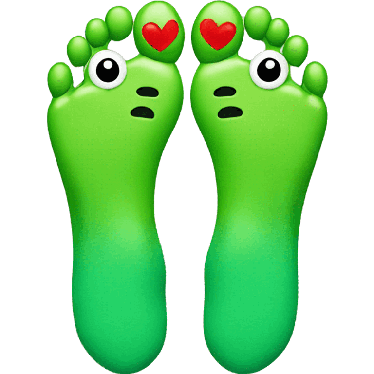 funny feet and green cat emoji