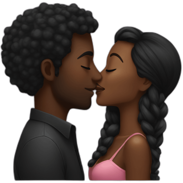 Black beautiful couple kissing emoji