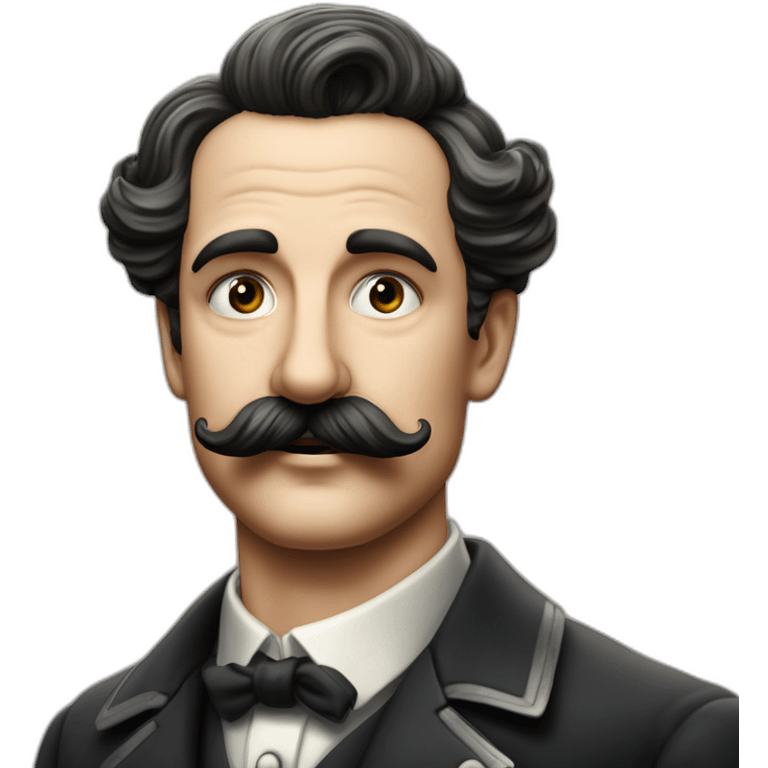 Heroe de gerre dans les années 1940 en Allemagne avec la moustache de Chaplin et les cheveux plaqué sur le côté emoji