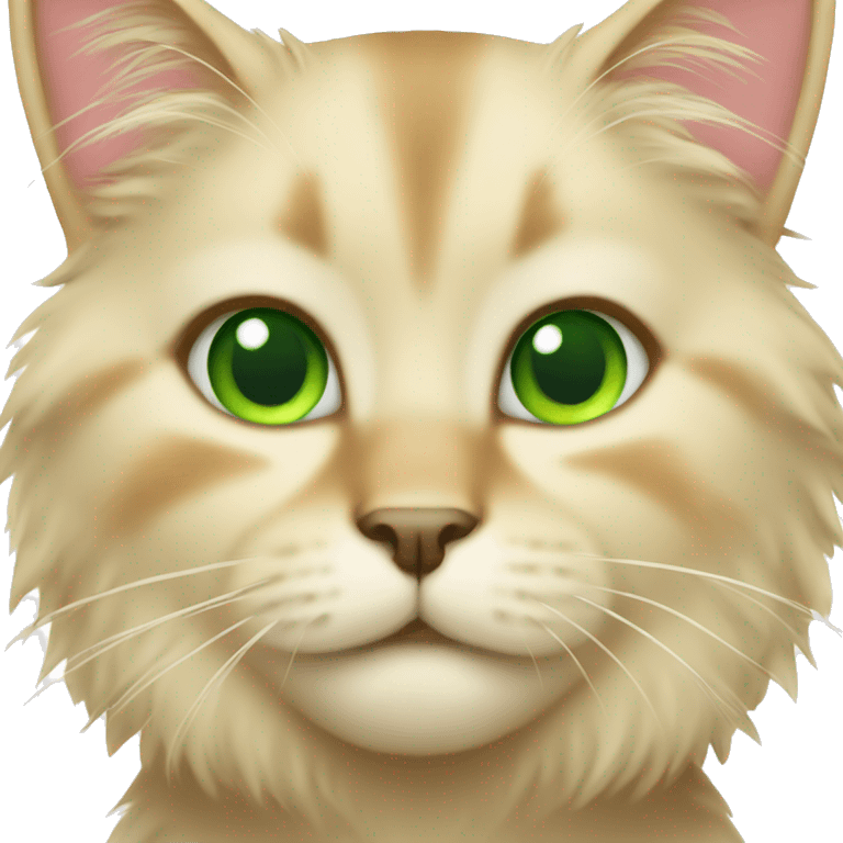 fluffy blonde cat with green eyes emoji