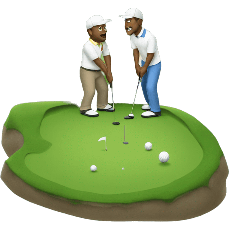 Two white men on Island golf course green emoji