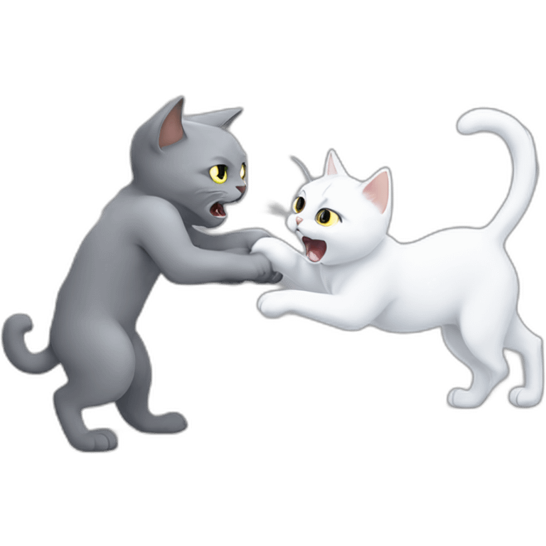 white cat fight with little grey cat emoji