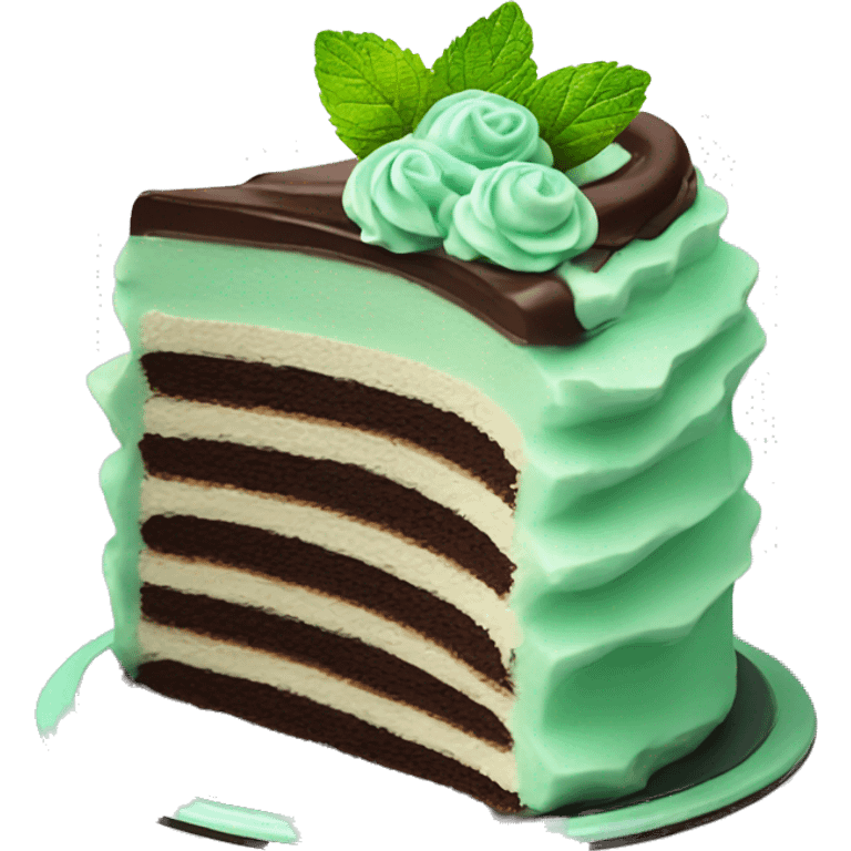 Realistic mint chocolate layered cake emoji