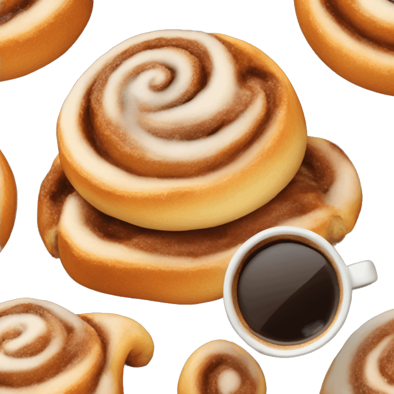 Cinnamon Roll with coffee emoji