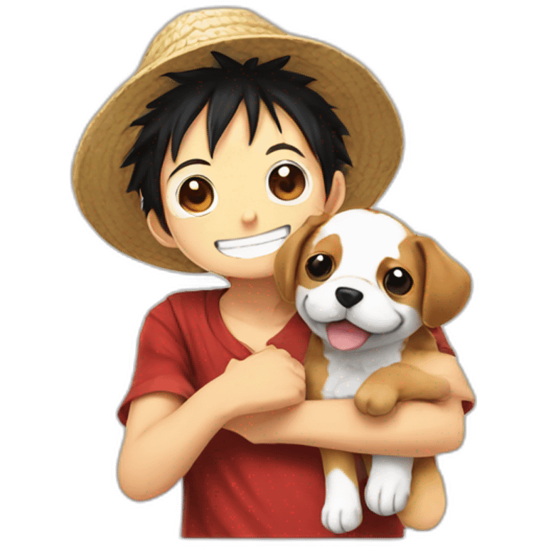 Luffy  and the puppy  emoji