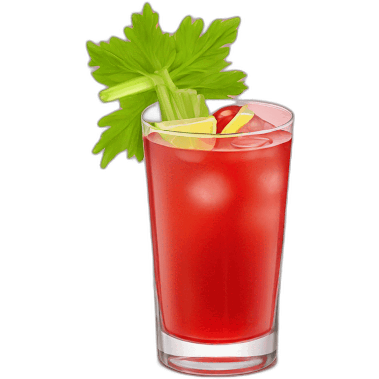 red cocktail with celery and lemon emoji