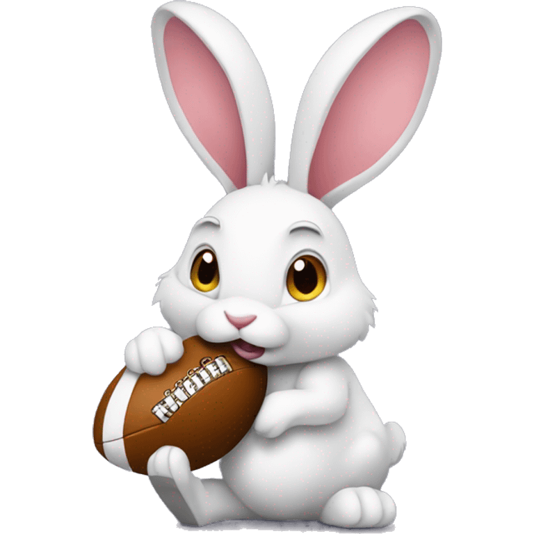 Rabbit with rugby ball emoji