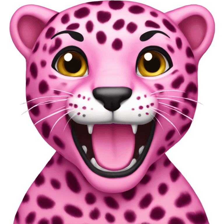 Pink leopard hahappy emoji