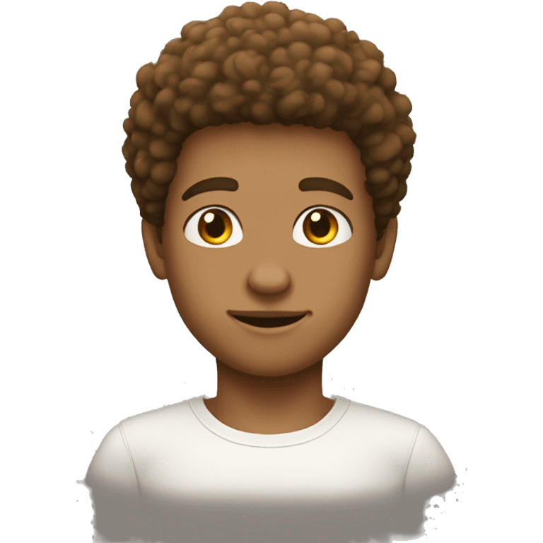 afro round hair white shirt tan boy geek it  emoji