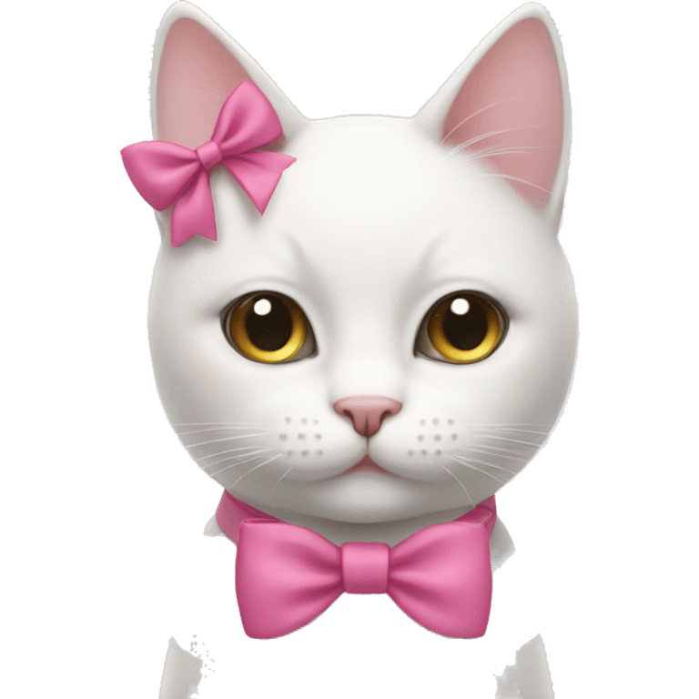 white cat with a pink bow emoji