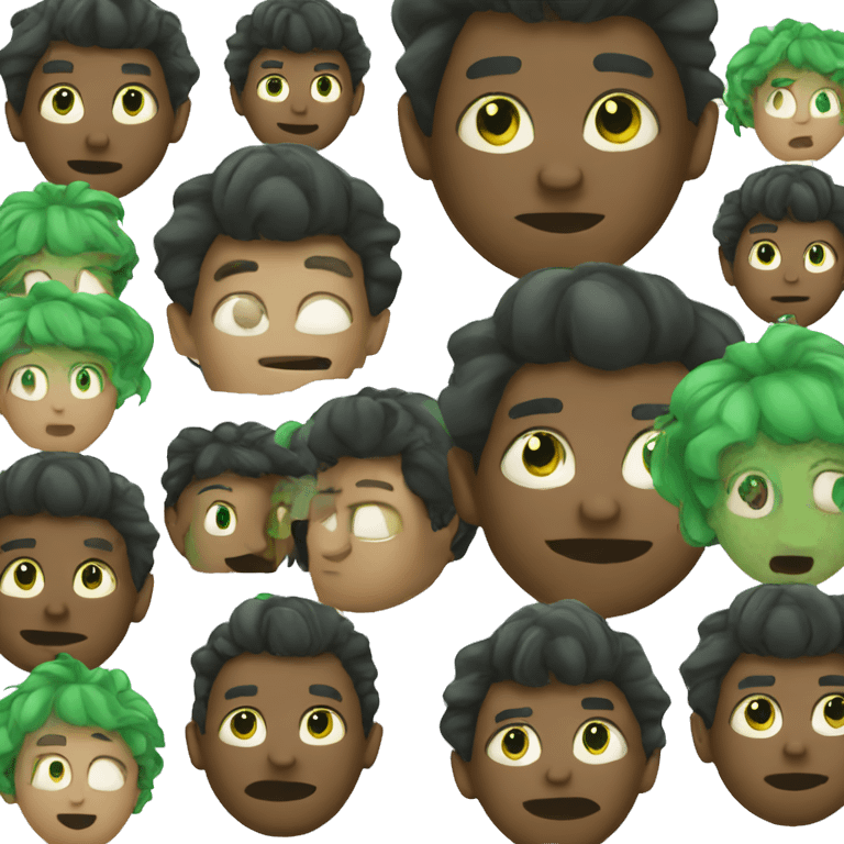 Black Guy with his hand on his face with green hair emoji