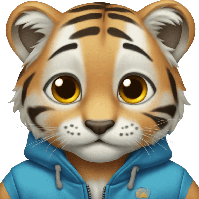 Baby Tiger wearing a blue jacket  emoji