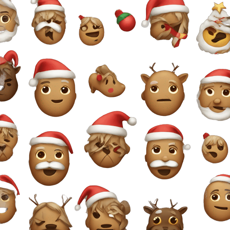 Cute Christmas Emojis in Brown and red  emoji