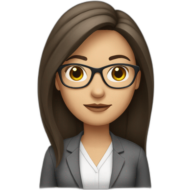 brunette teacher with straight hair and glasses emoji