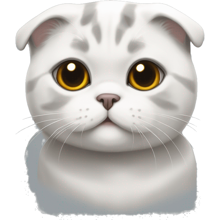 Gato Scottish fold blanco y Gris emoji