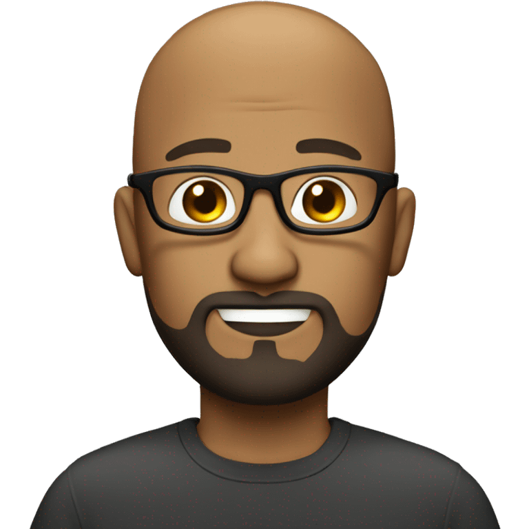 big head Bald brown guy with goatee beard with glasses emoji