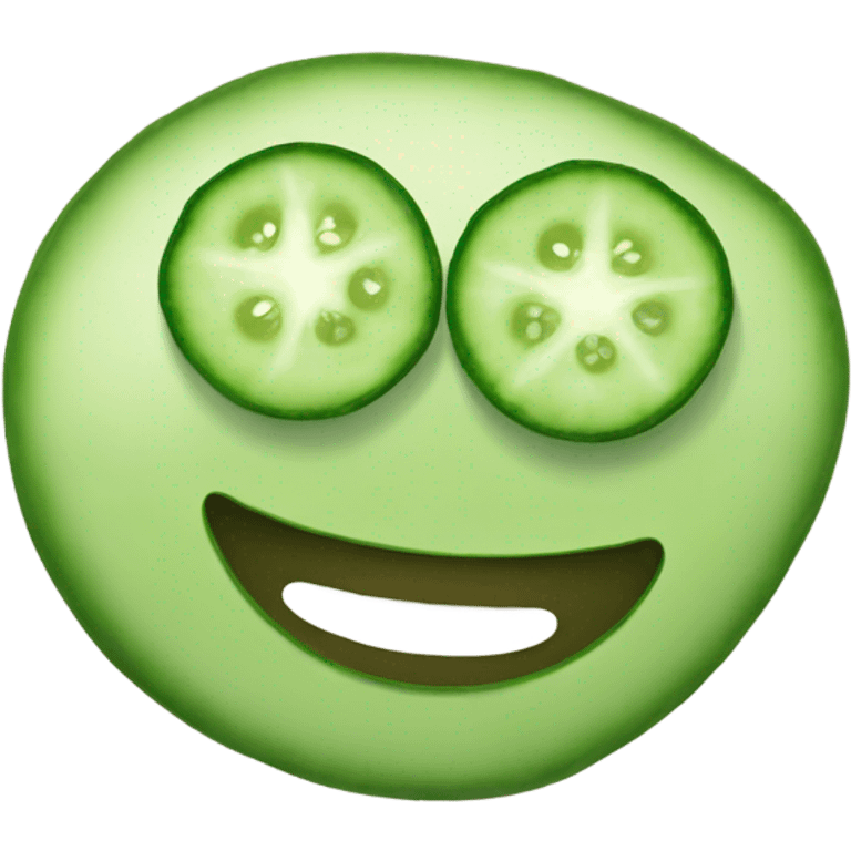 Happy with cucumbers on eyes  emoji