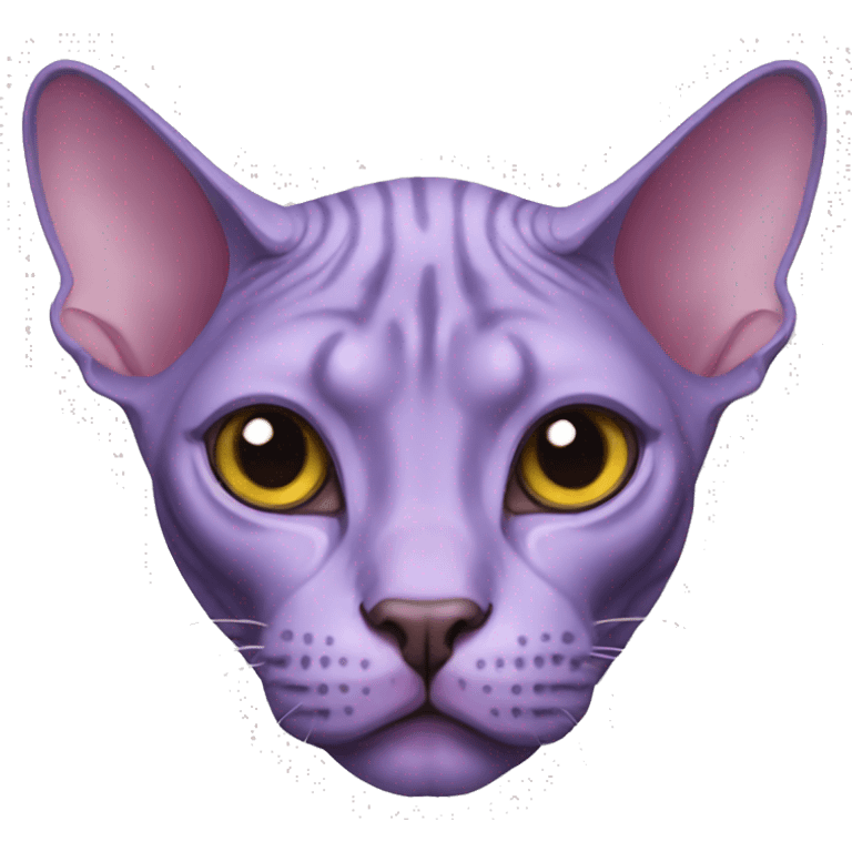 Purple sphynx cat head emoji