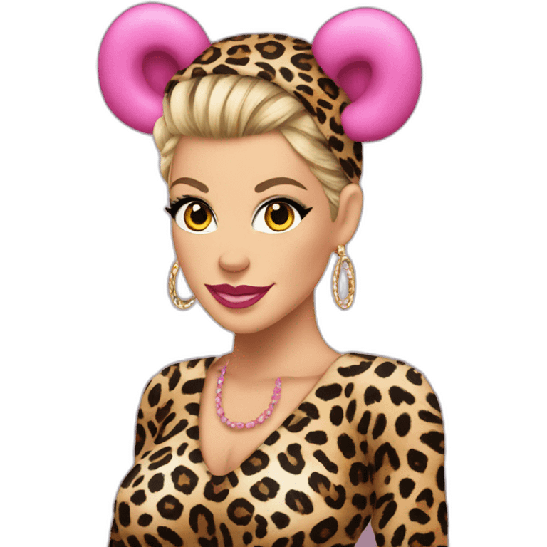 P!nk in leopard costumes with leopard headband emoji