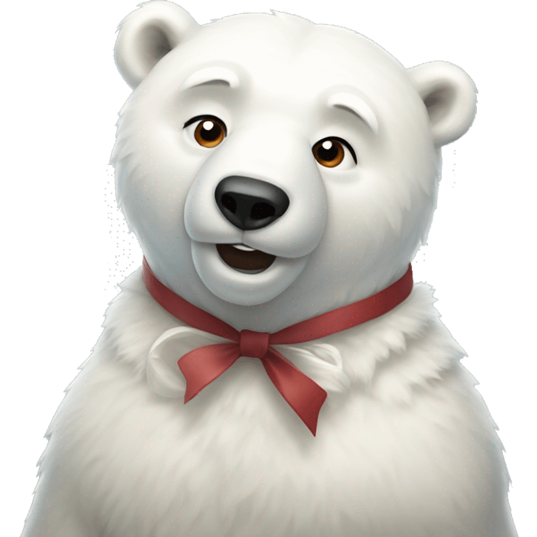 Polar Bear with a bow emoji