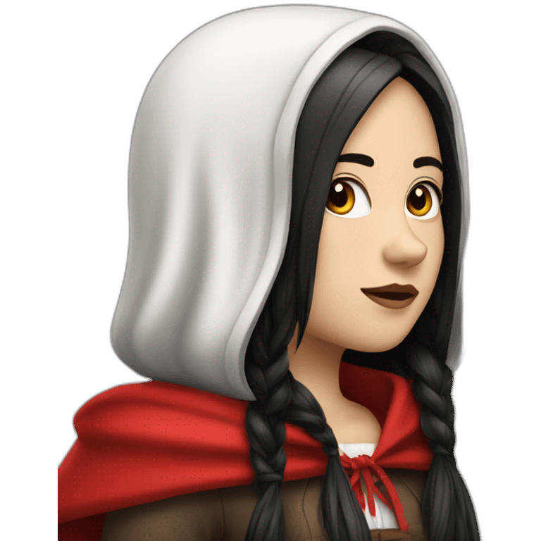 white-girl-long-straight-black-hair-with-white-streak-hair-and-red-ridding-hood emoji