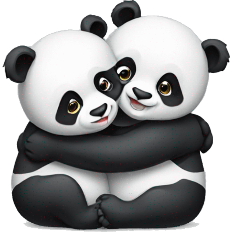 pandas hug each other emoji