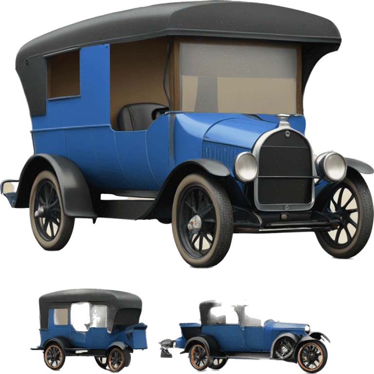 hot rod caravan 1924 with trailer blue  emoji