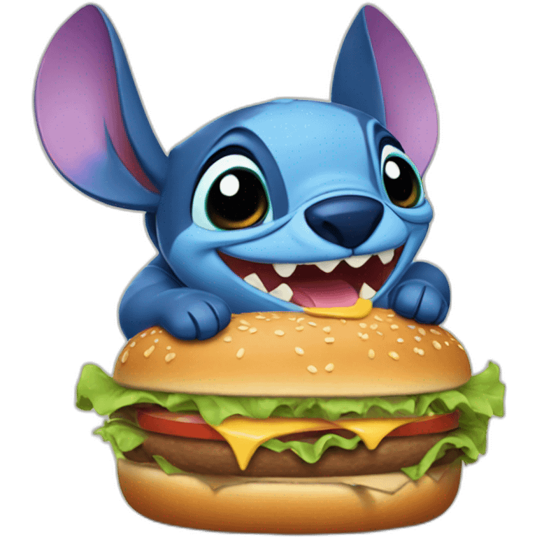 Stitch eating burger emoji