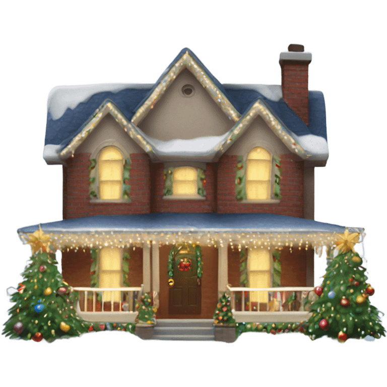 house decorated with fancy Christmas lights and lots of Fancy decorations emoji