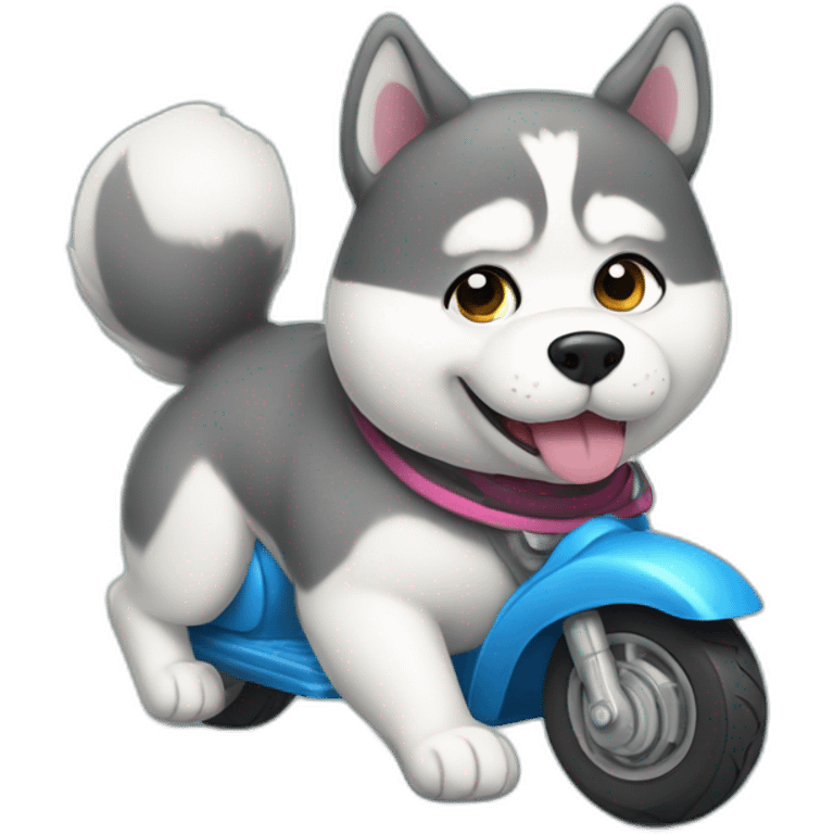 chubby husky on scooter emoji